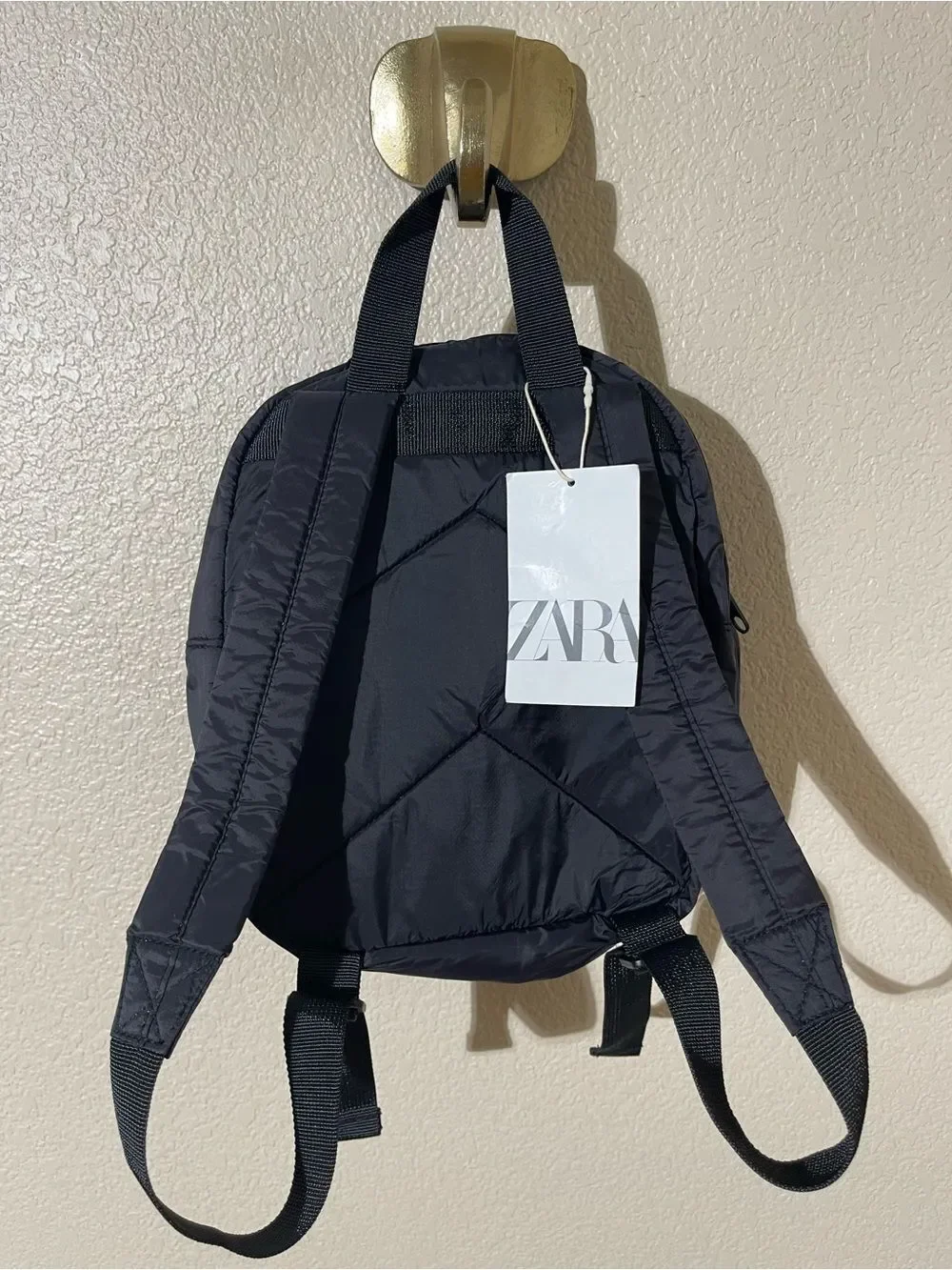 Zara Black Mini Backpack with White Mickey Line Graphic